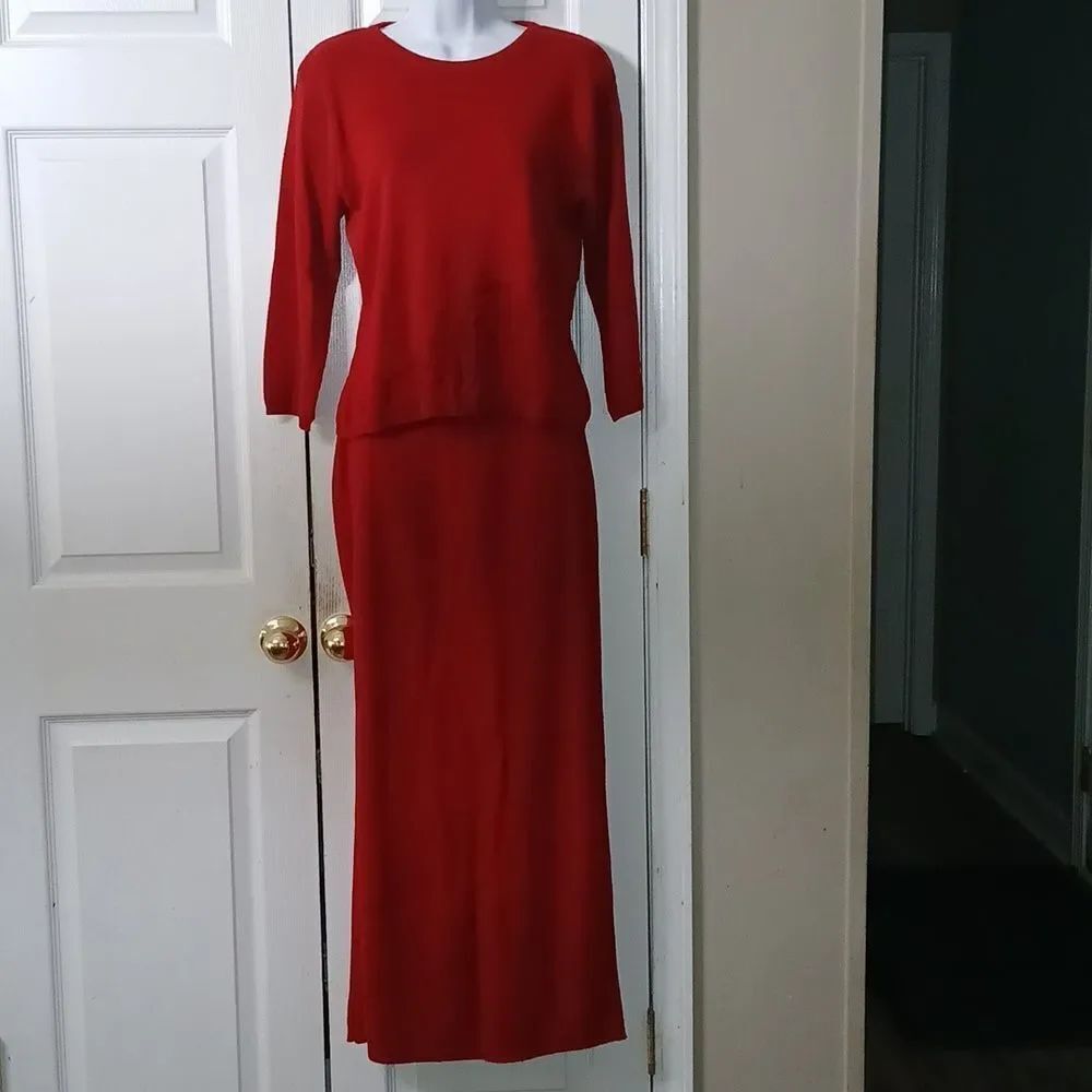Adrianna Papell vintage skirt holiday red set Christmas Party Sz S NWOT